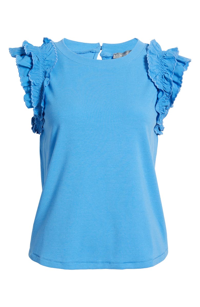 Wit & Wisdom Ruffle Sleeve Top, Alternate, color, Cerulean Blue