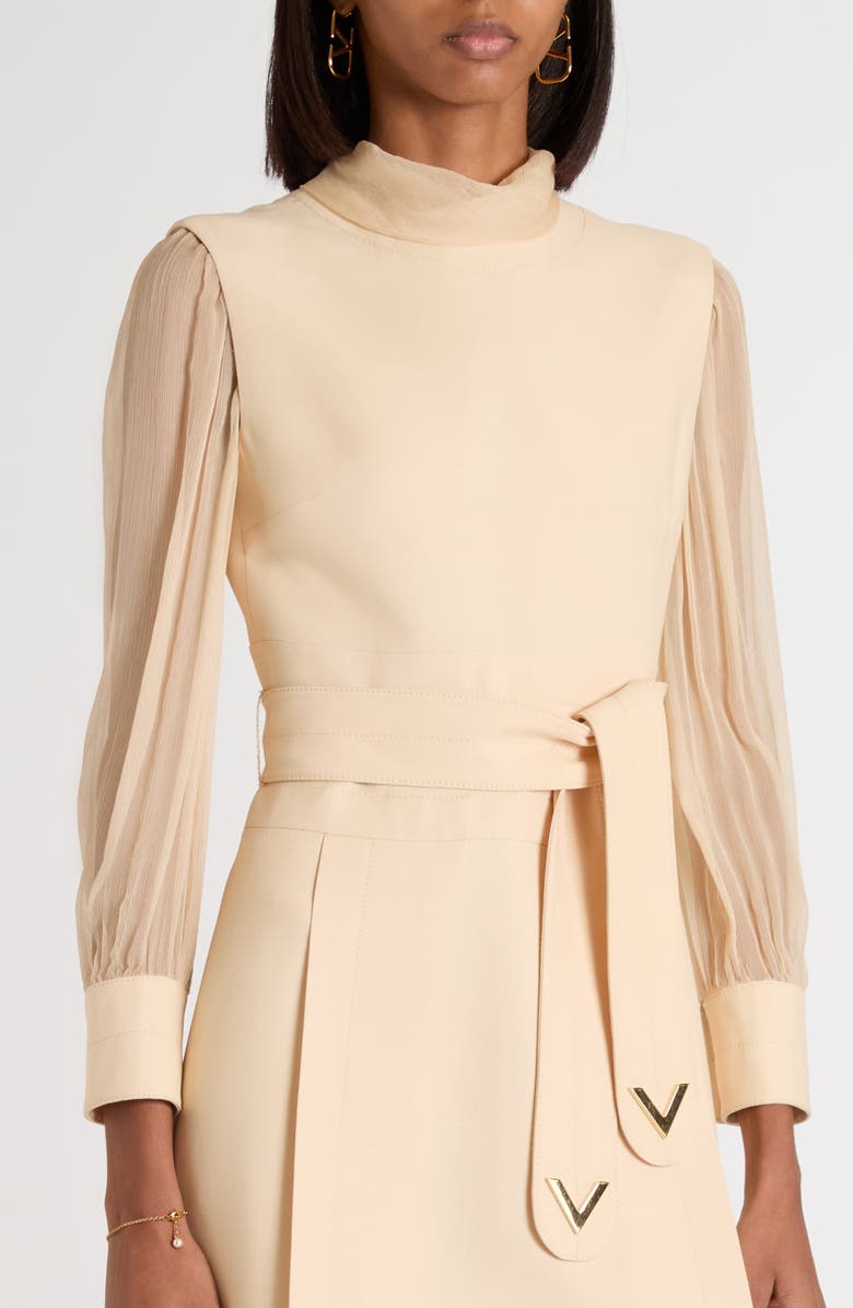 Valentino Garavani V-Detail Crepe Couture Dress, Alternate, color, Nude