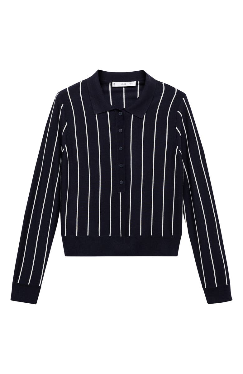 MANGO Stripe Polo Sweater, Alternate, color, Navy