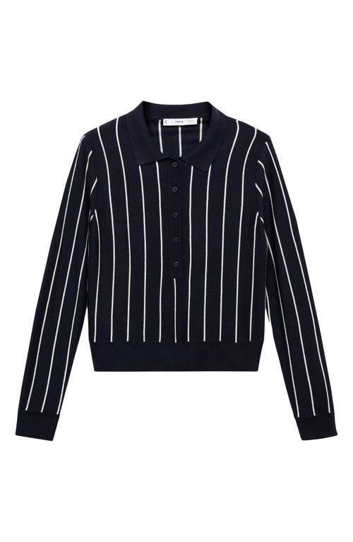 Mango Stripe Polo Sweater In Blue