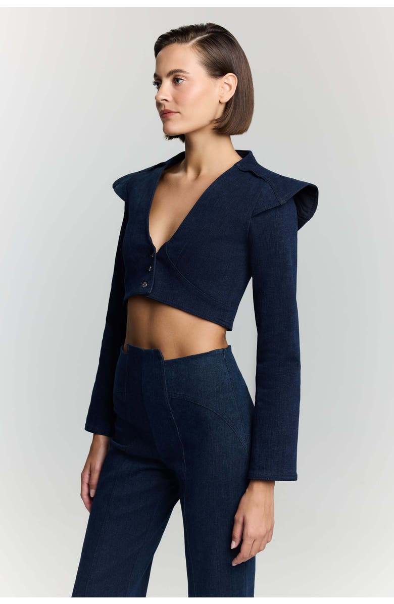 Jendue US Harmony Denim Jacket - Cropped & Stylish Outerwear, Main, color, Deep Blue