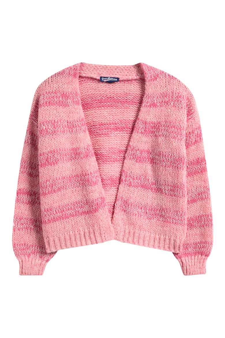 Kids' Stripe Mixed Stitch Open Front Cardigan, Main, color, PINK COMBO