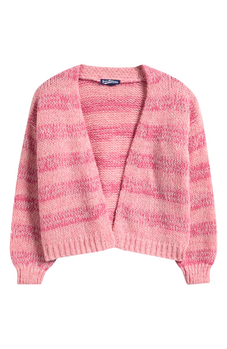 Freshman Kids' Stripe Mixed Stitch Open Front Cardigan, Main, color, Pink Combo