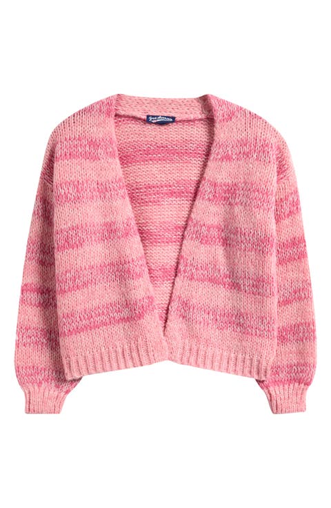 Kids' Stripe Mixed Stitch Open Front Cardigan (Big Kid)