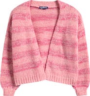 Freshman Kids' Stripe Mixed Stitch Open Front Cardigan