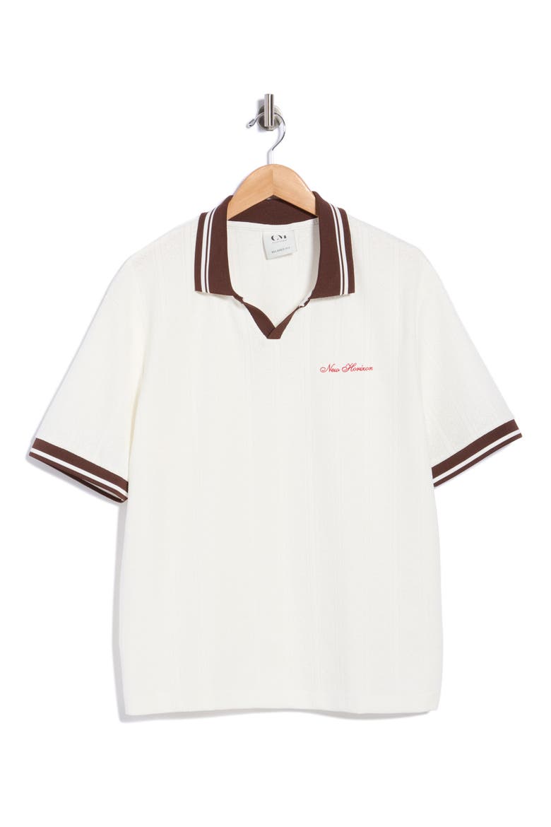 Tipped Short Sleeve Polo, Alternate, color, OFF WHITE