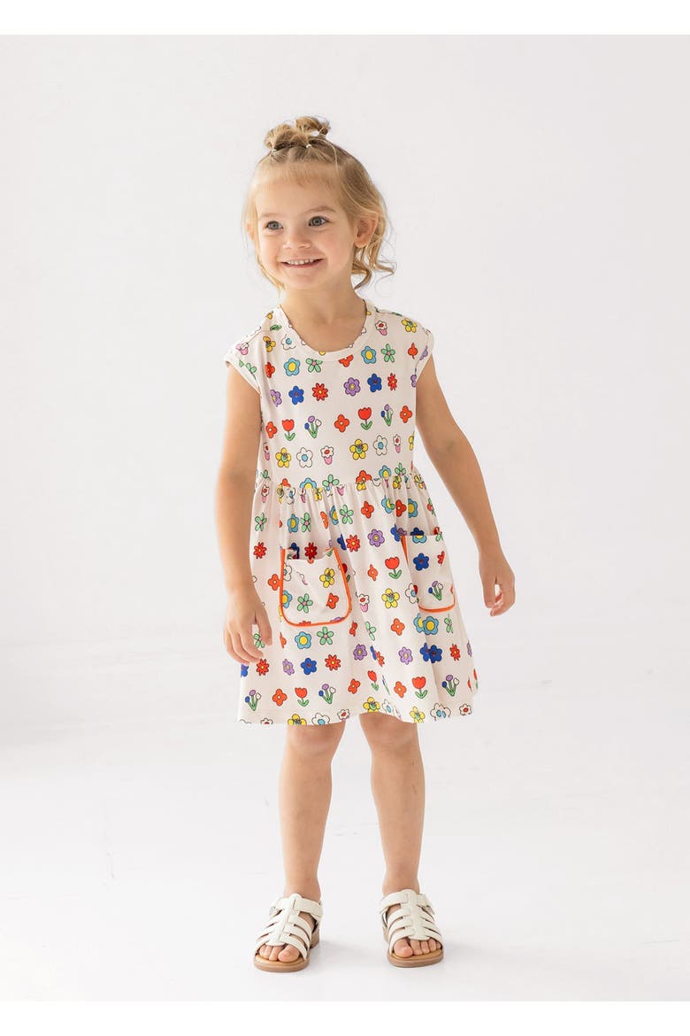 Little Garden Parade Cap Sleeve Dress, Alternate, color, Ivory