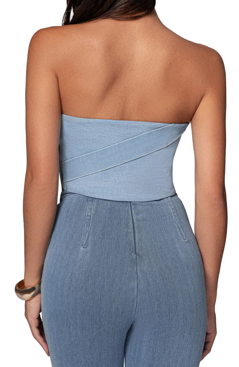 JLUXLABEL Teyana Strapless Denim Bustier Top, Alternate, color, Light Wash