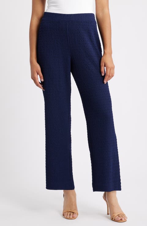 Textured Knit Wide Leg Pants (Petite)