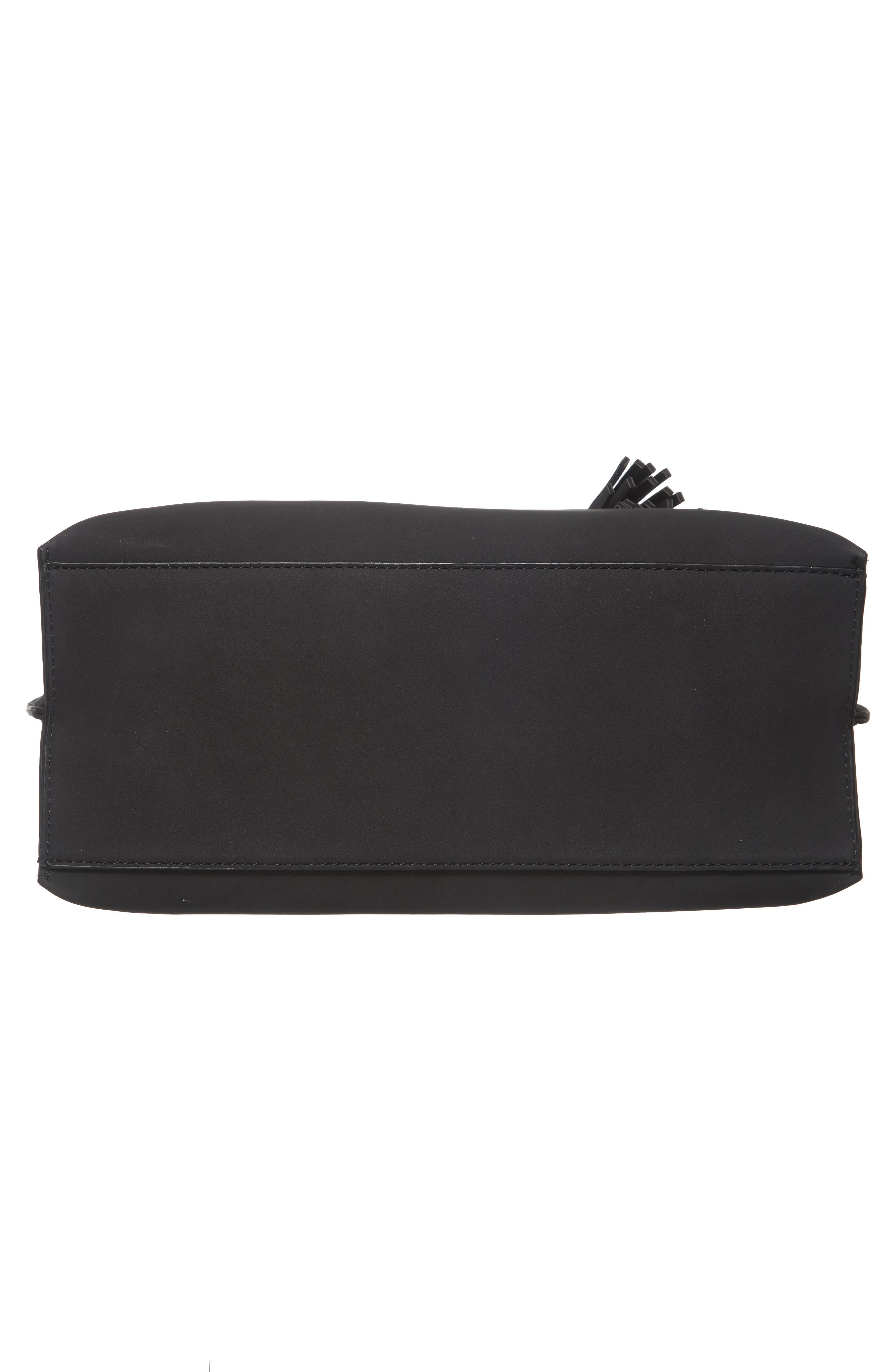 Metal Handle Faux Leather Satchel, Alternate, color, BLACK