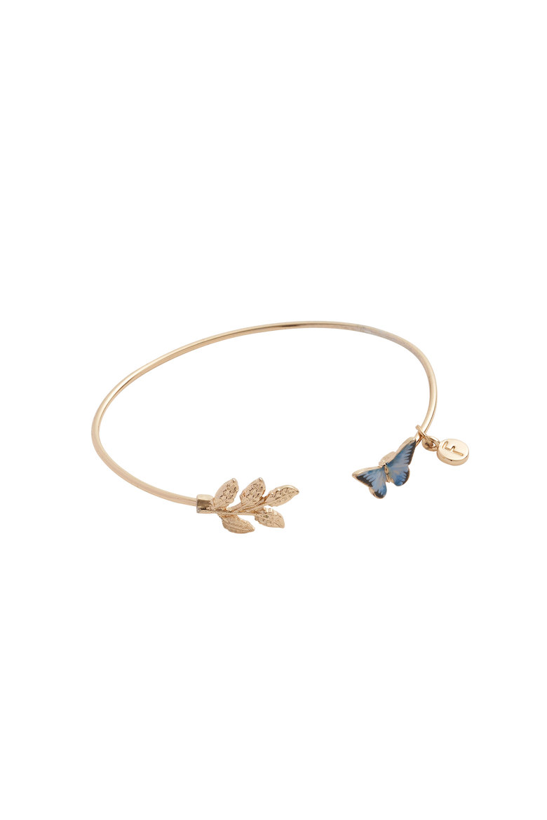 Enamel Blue Butterfly Bangle, Main, color, Multi & Gold