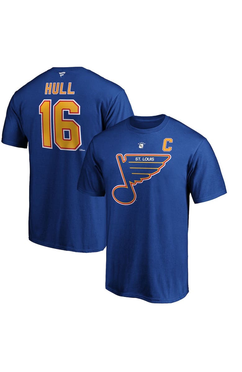 FANATICS Men's Fanatics Branded Brett Hull Blue St. Louis Blues Authentic Stack Retired Player Name & Number T-Shirt, Alternate, color, Blue