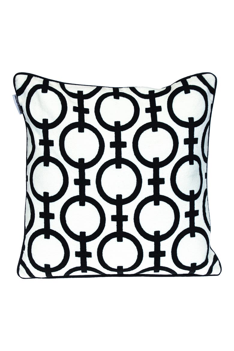 Rounder Embroidered Throw Pillow, Main, color, BLACK