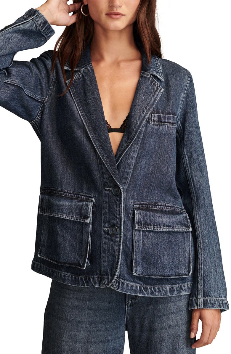 Lucky Brand Liquid Denim Blazer, Main, color, 