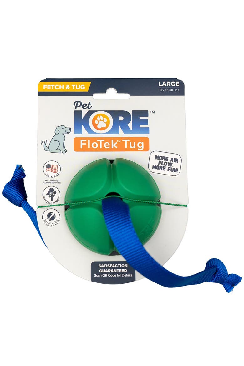 FloTex Tug, Large, 3.25 Inches, Green, Rubber Dog Toy, Main, color, Green