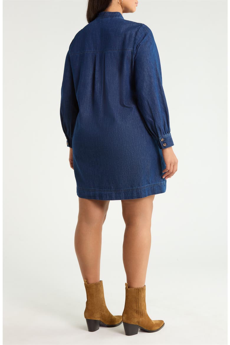Cotton Chambray Button Front Dress, Alternate, color, DARK WASH