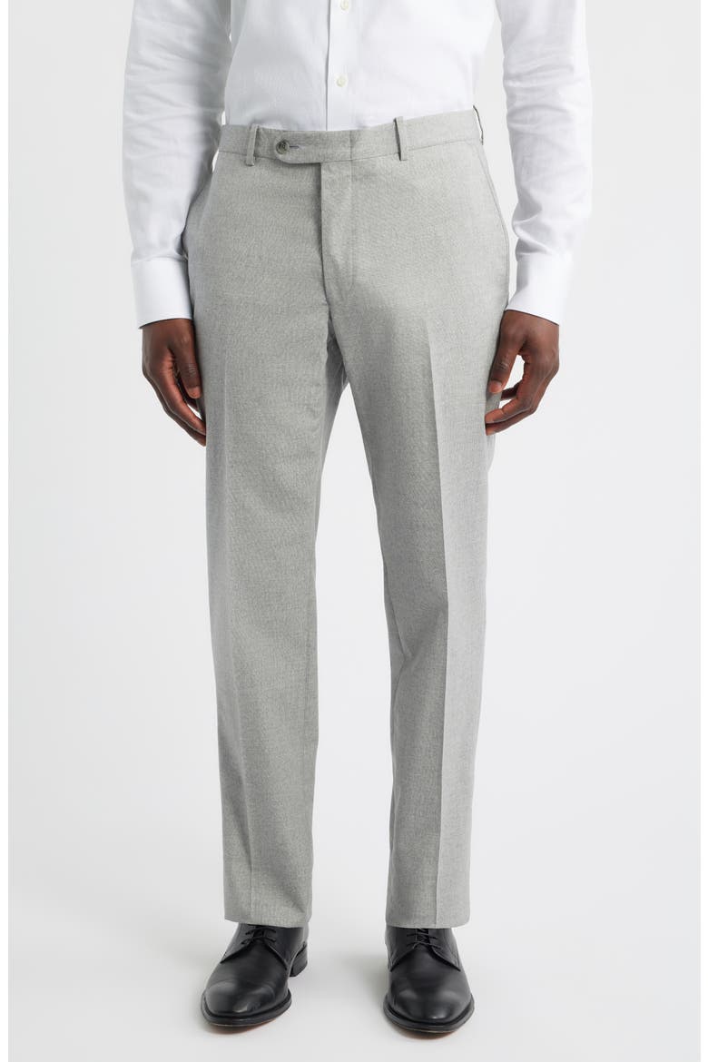 Harker Flat Front Light Tan Wool & Cotton Mélange Dress Pants, Main, color, LIGHT GREY