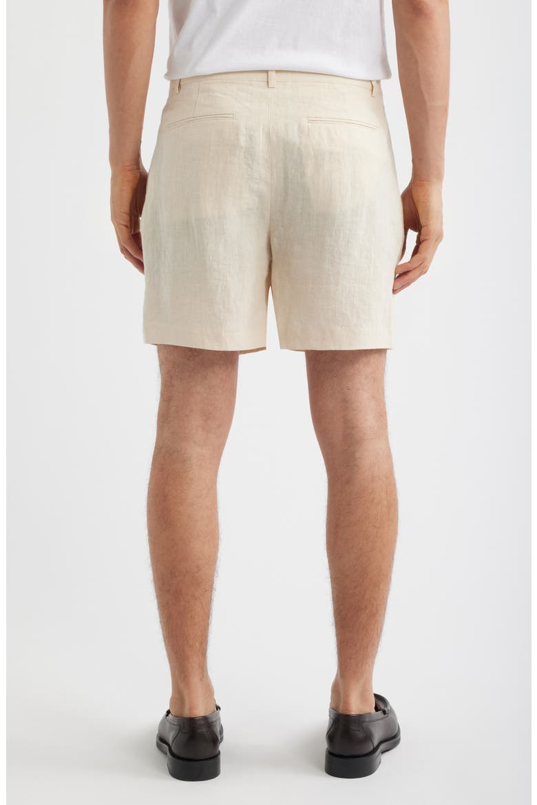 Pleated Linen Shorts, Alternate, color, CREAM