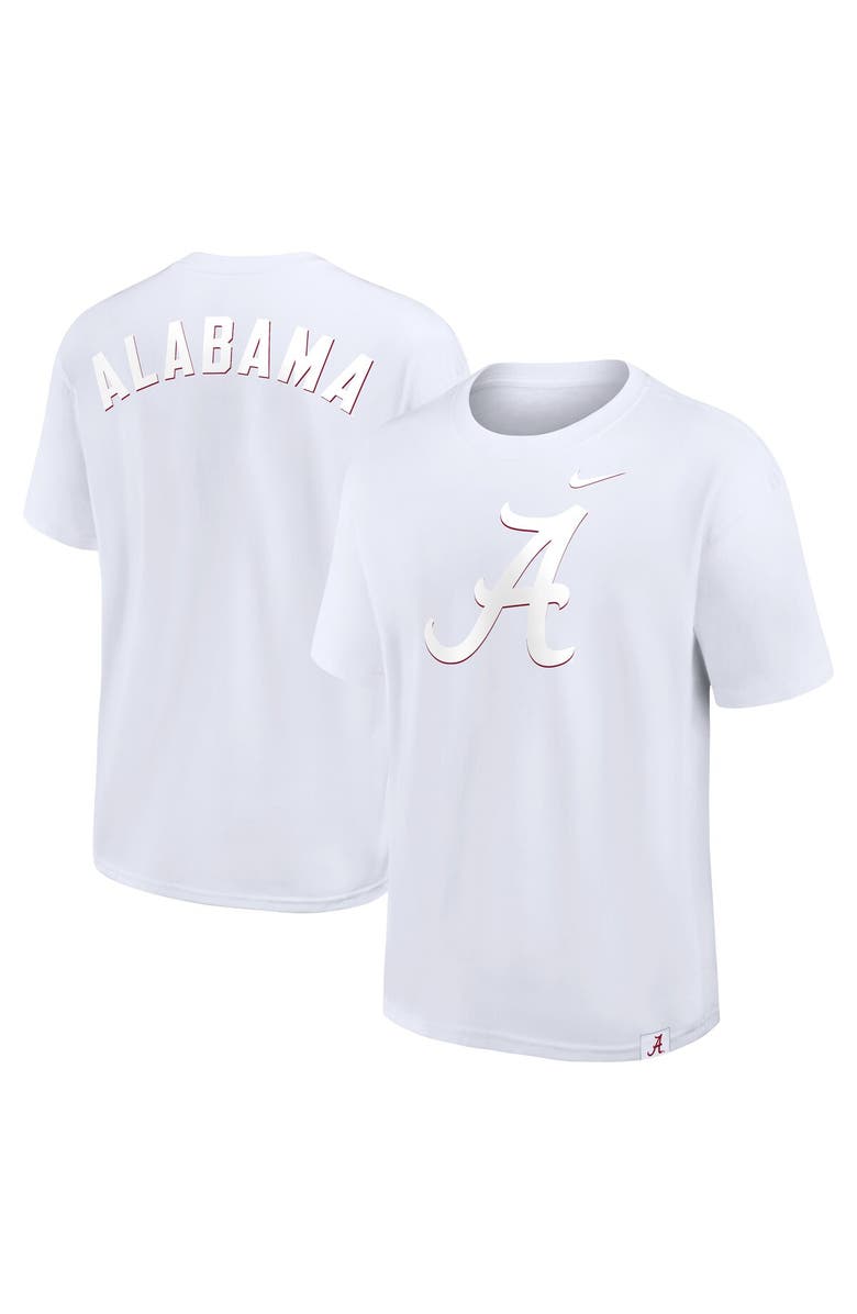 Nike Men's Nike White Alabama Crimson Tide 2-Hit Statement Max90 T-Shirt, Alternate, color, White