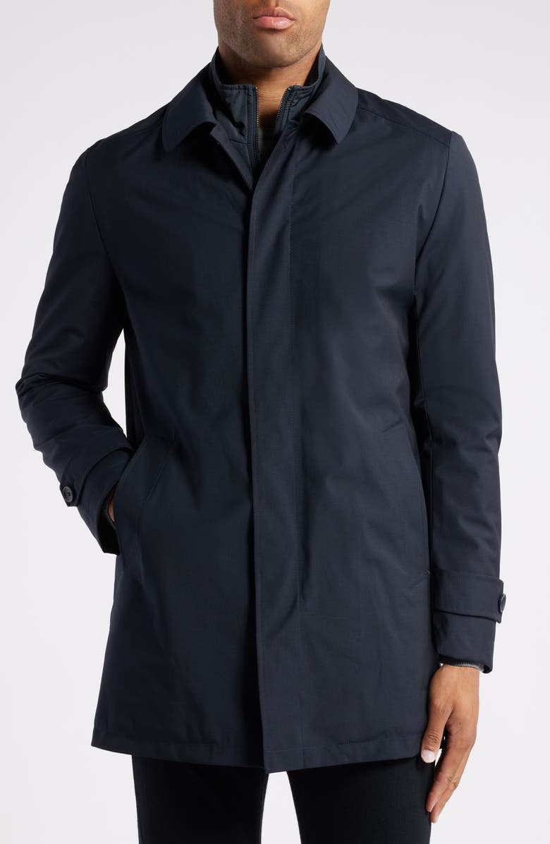 Nordstrom Mac Wool Raincoat, Alternate, color, Navy