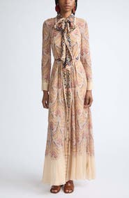Zimmermann Valiant Deco Print Long Sleeve Maxi Shirtdress