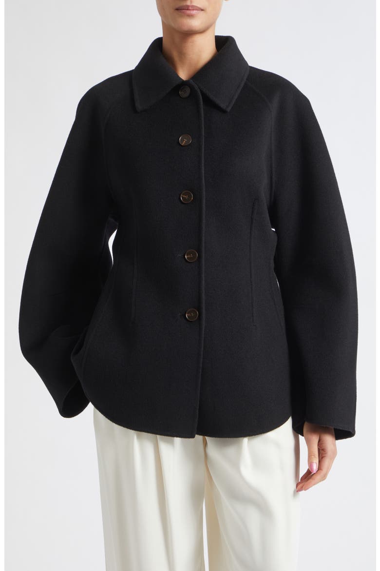 Double Faced Wool & Cashmere Sculptural Jacket, Main, color, BLACK