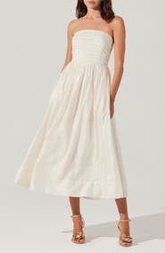 ASTR the Label Aneesha Bow Back Strapless Midi Dress