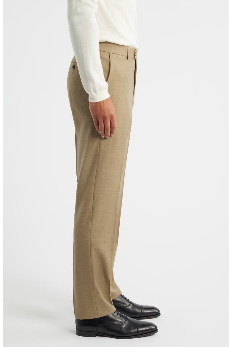 Flat Front Tan Super 120s Wool Dress Pants, Alternate, color, DARK TAN