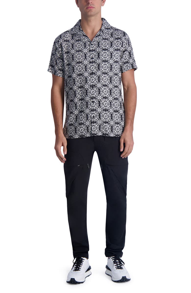 KARL LAGERFELD PARIS Medallion Paisley Print Short Sleeve Shirt, Alternate, color,