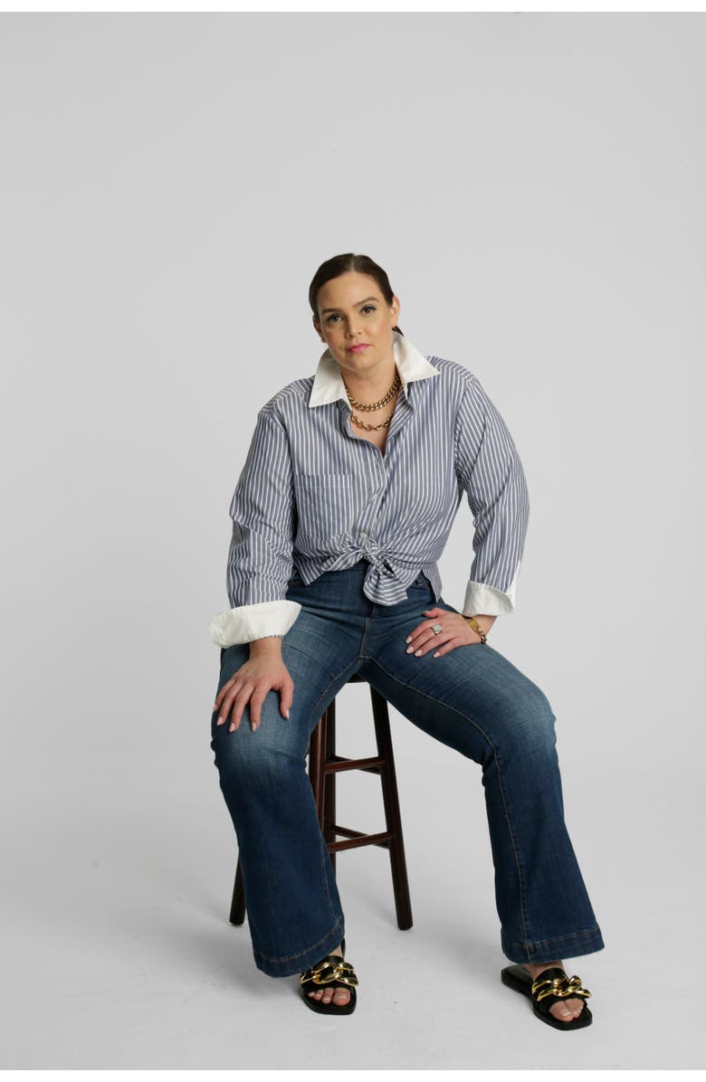 BAACAL Perfect Oversized Stripe Shirt, Alternate, color, French Blue #2