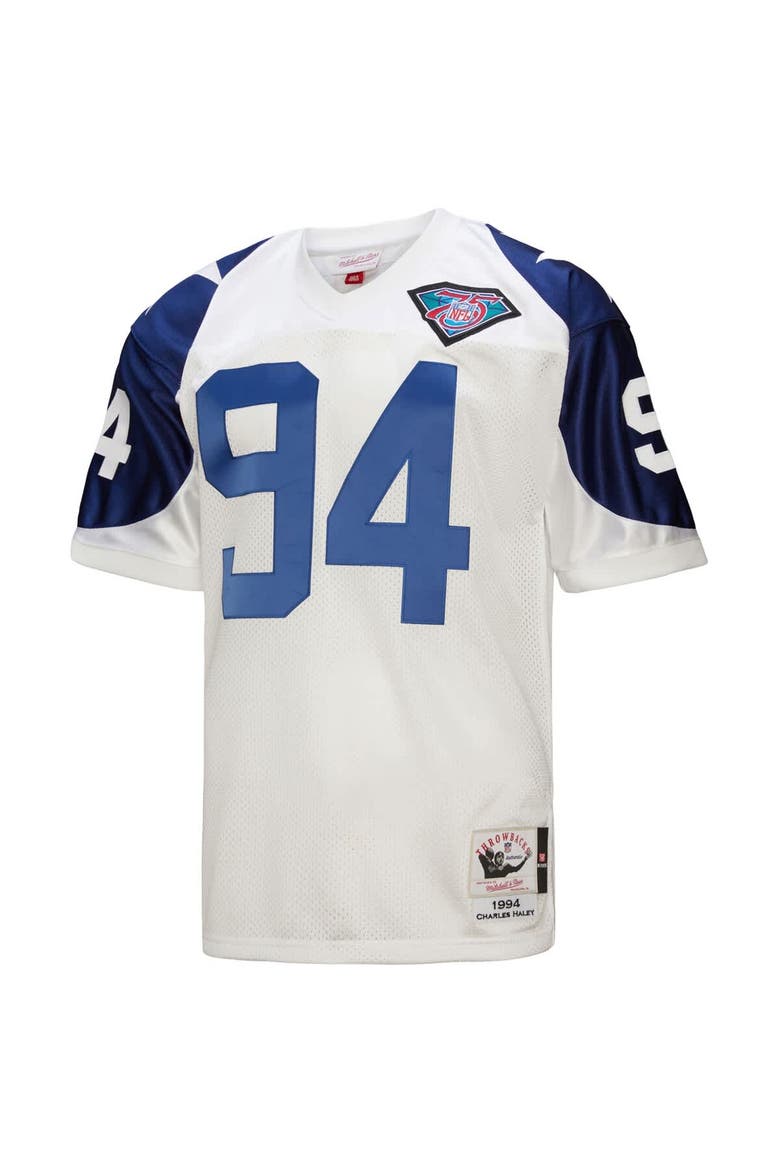 Men's Mitchell & Ness Charles Haley White Dallas Cowboys 1994 Authentic Throwback Retired Player Jersey, Alternate, color, White