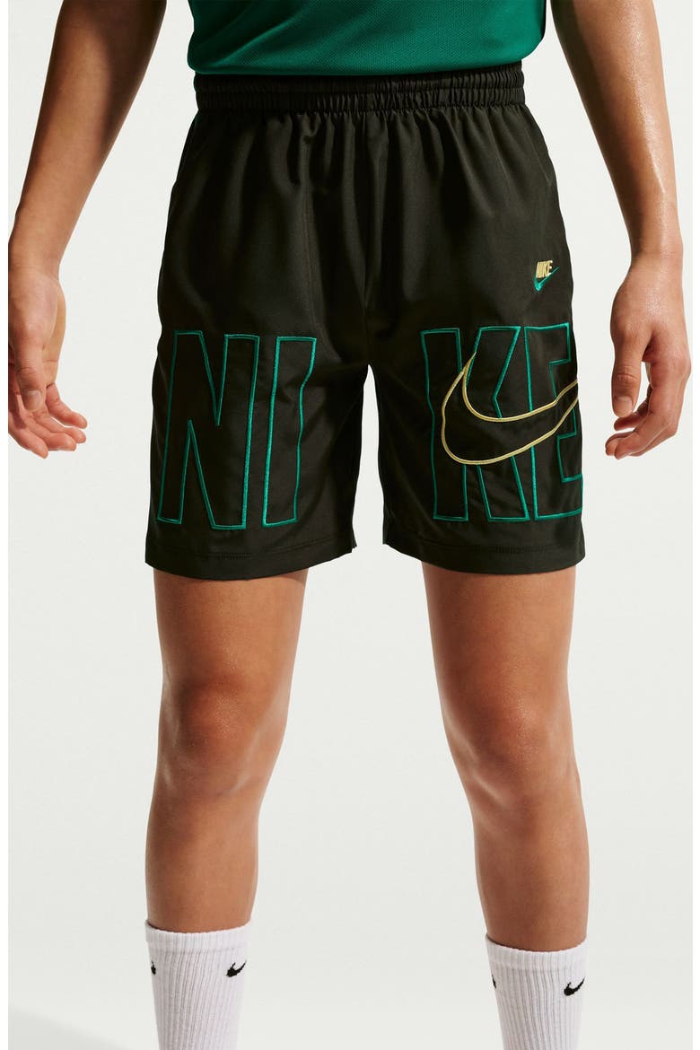 Kids' Nike Dri-FIT Multi Woven Shorts, Alternate, color, SEQUOIA/ MALACHITE/ TOPAZ
