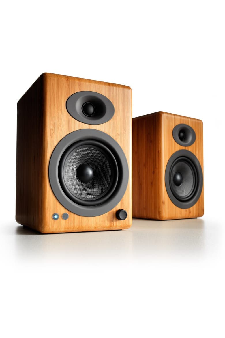 A5+ Classic Powered Bookshelf Speakers, Main, color, Bamboo