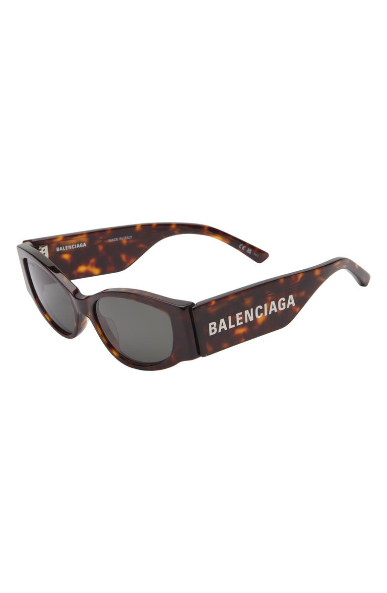Balenciaga 58mm Modified Cat Eye Sunglasses, Alternate, color, Black Black Grey