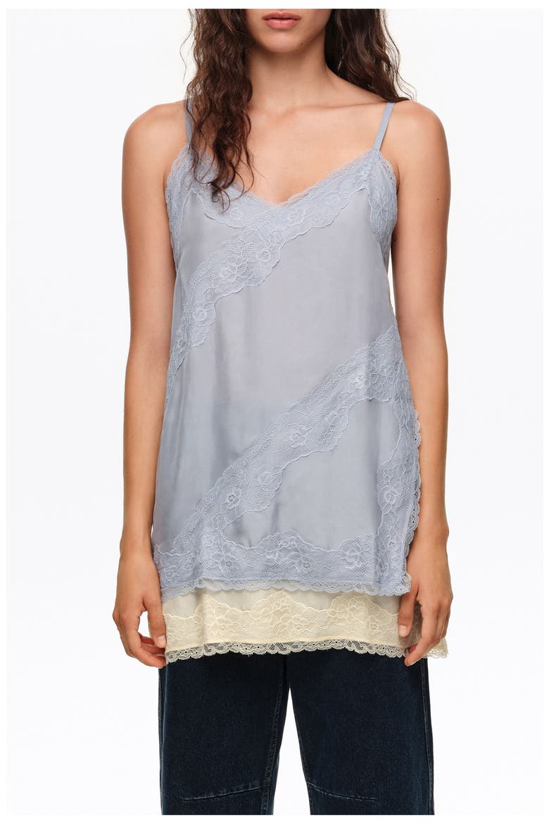 Lace Trim Slip Top, Main, color, LIGHT BLUE