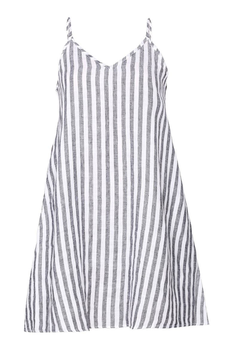 Short Tent Dress with Back Tie, Alternate, color, Black and White Stripes
