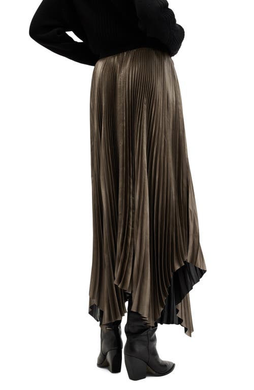 Allsaints Phia Metallic Pleated Skirt In Metallic Gold