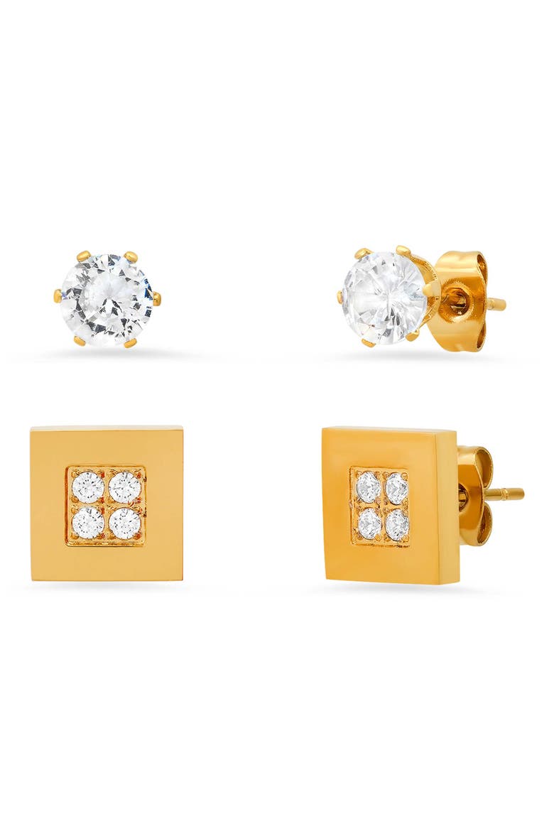 Set of 2 Stud Earrings, Main, color, GOLD