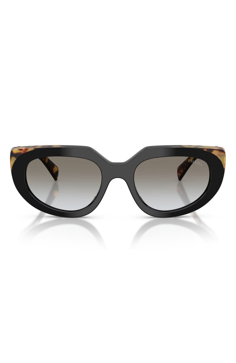 Prada 54mm Oval Sunglasses, Main, color, Black/Medium Tortoise / Grey