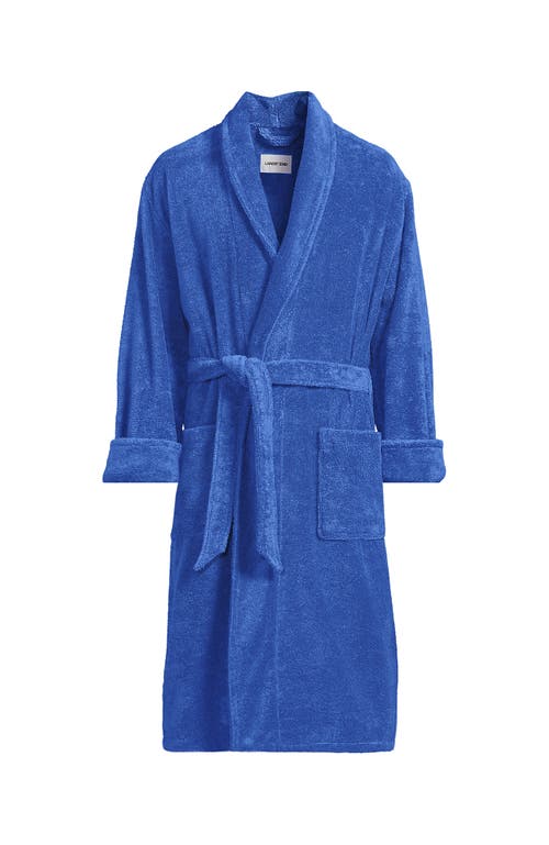 Lands' End Calf Length Turkish Terry Robe In Blue