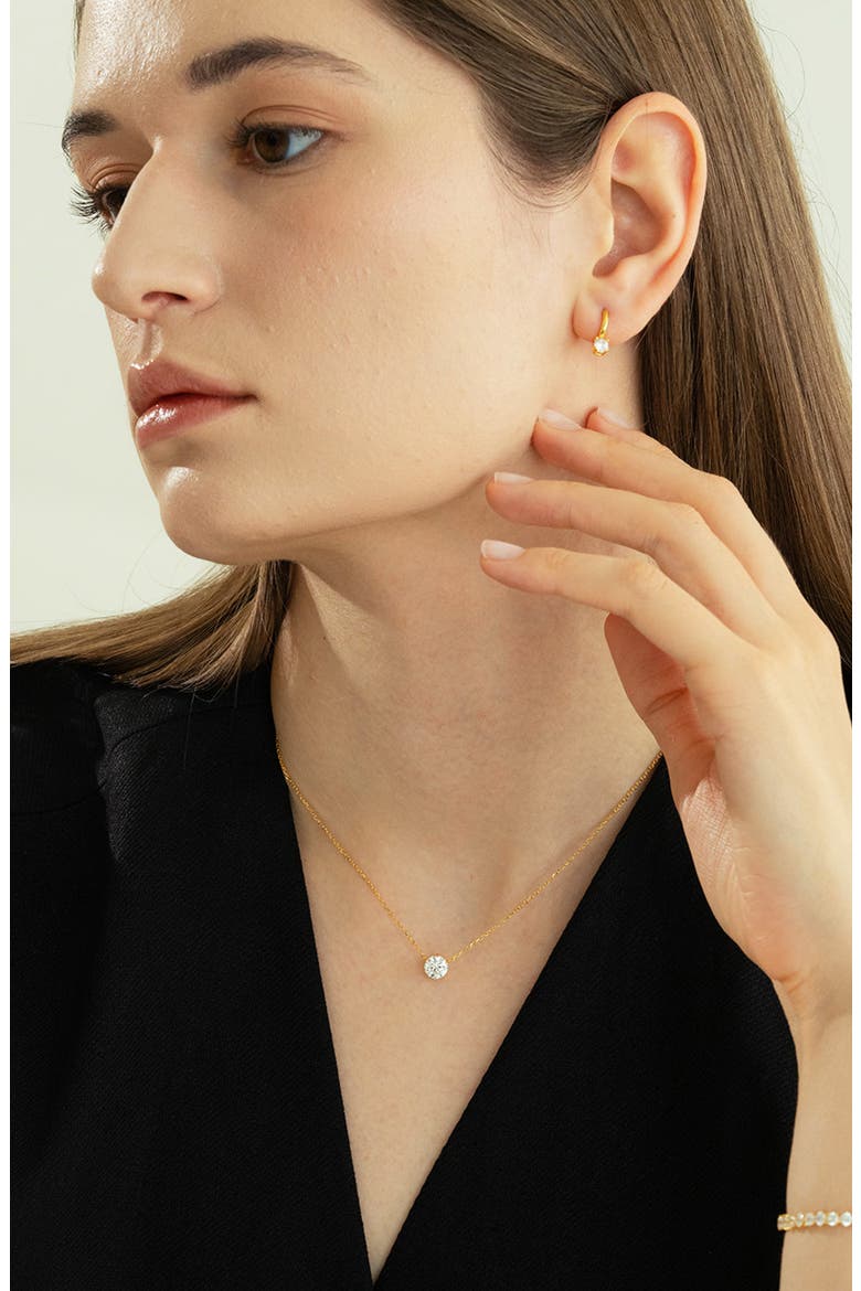 Sterling Silver 18k Gold Plated Estelle Necklace & Earring Set Trendy, Alternate, color, Gold