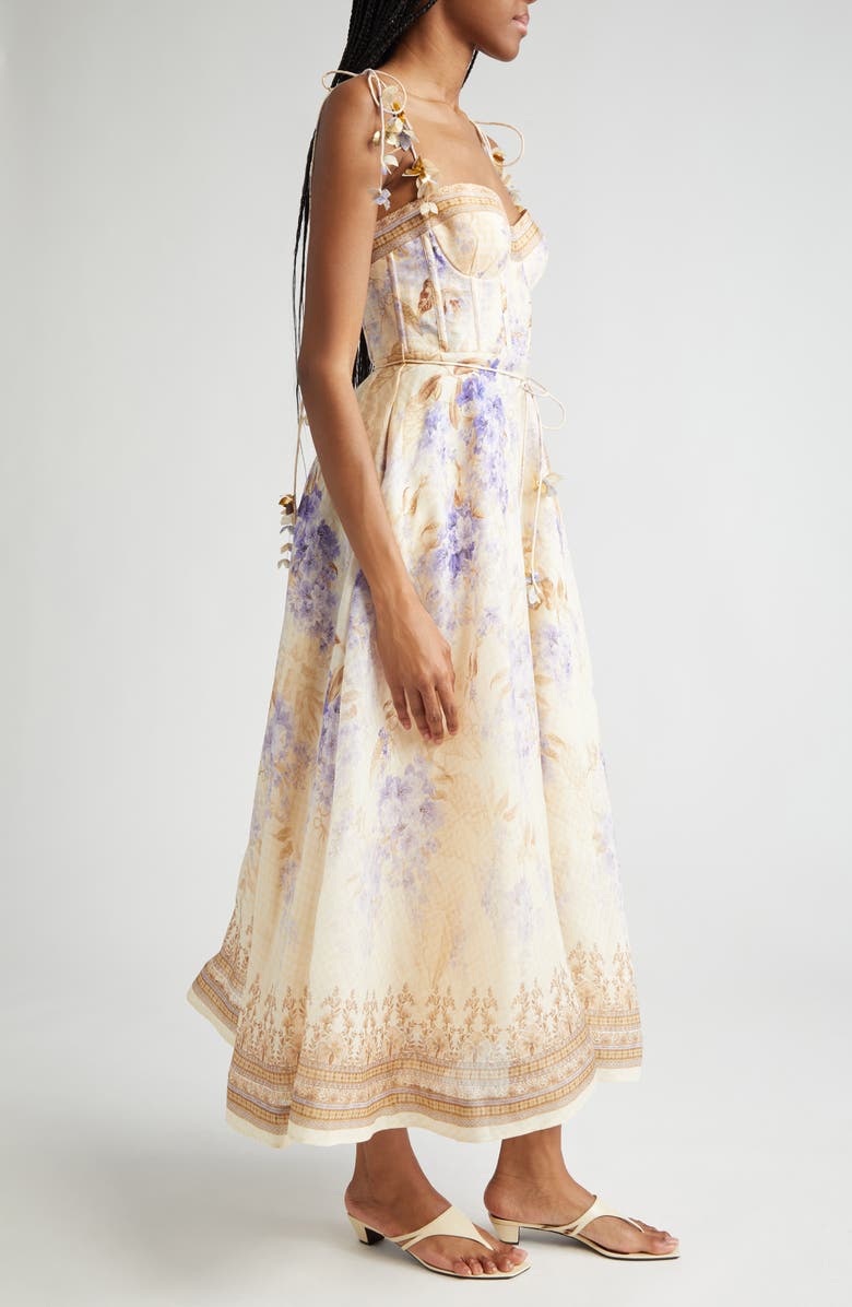 Zimmermann Floral Appliqué Fit & Flare Midi Dress, Alternate, color, 