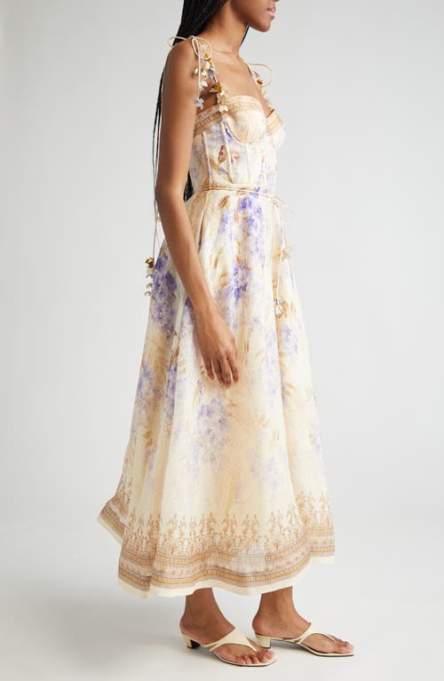 ZIMMERMANN ZIMMERMANN FLORAL APPLIQUÉ FIT & FLARE MIDI DRESS
