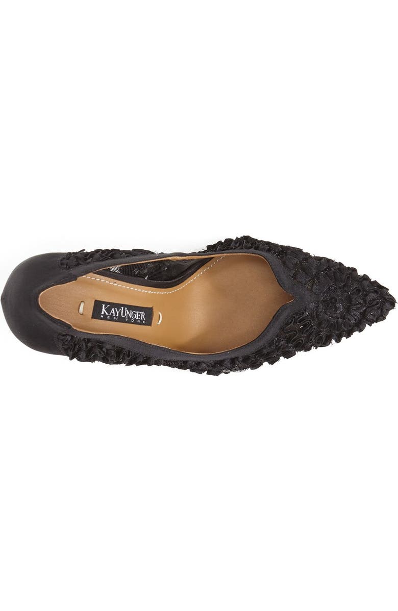 Kay Unger 'Sardana' Satin & Ribbon Lace Pointy Toe Pump, Alternate, color,