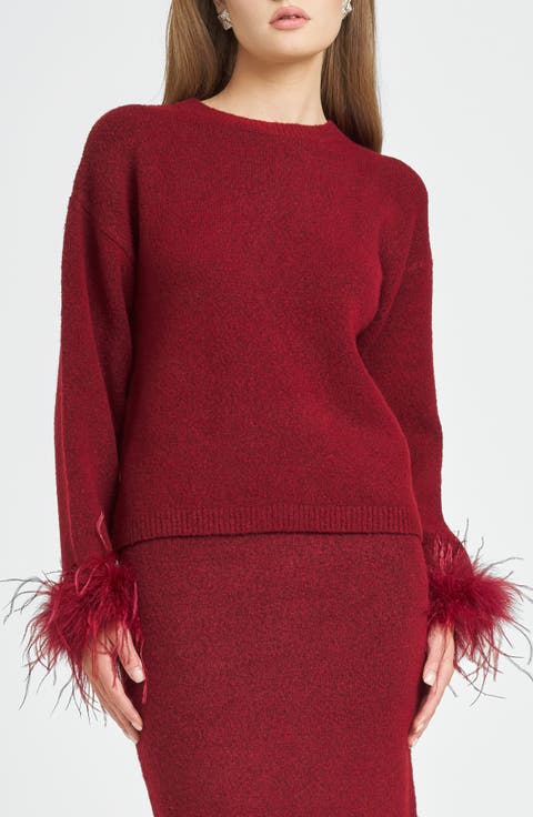 Sadie Feather Trim Sweater