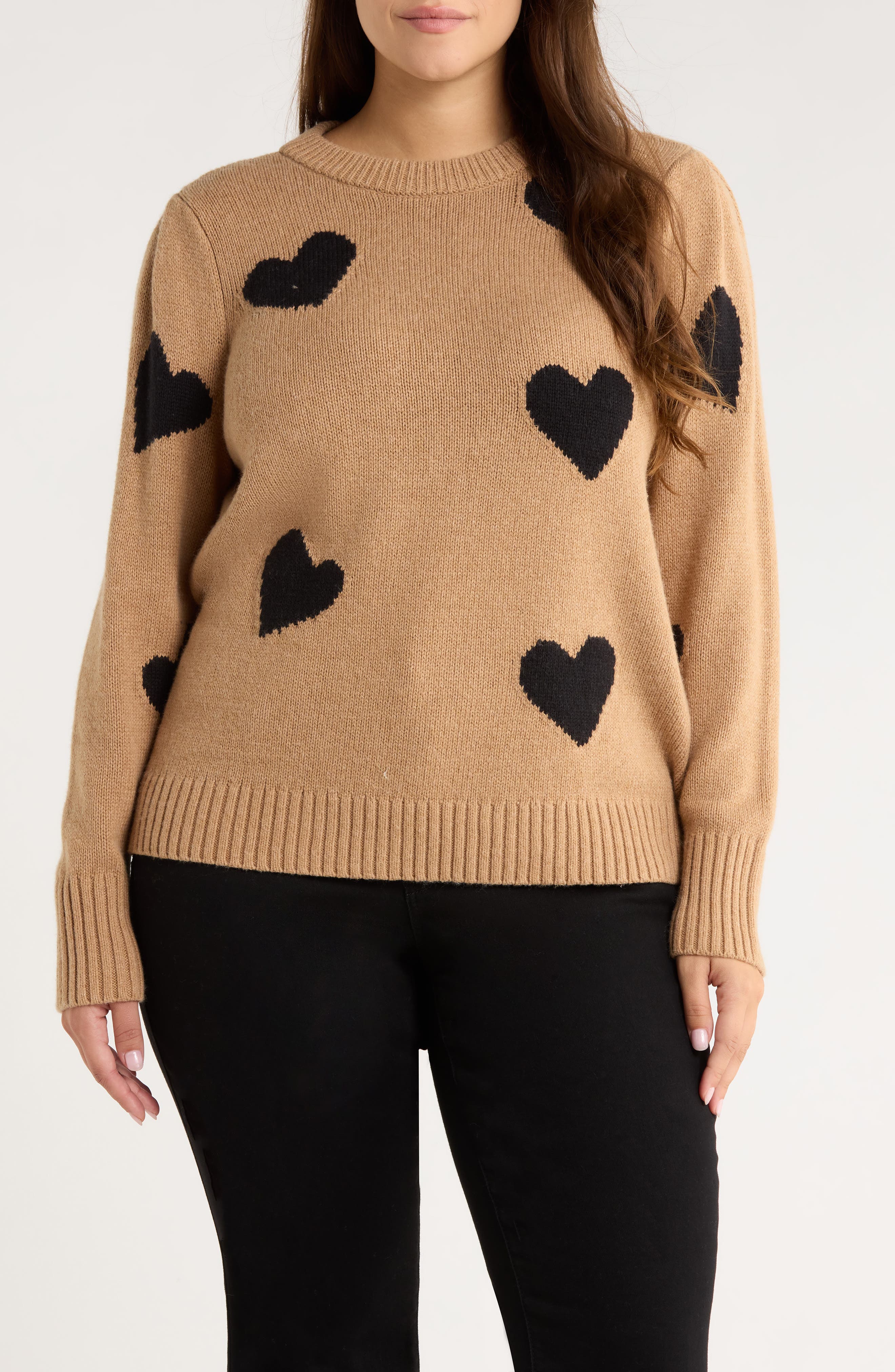 Caslonr Caslon(r) Intarsia Heart Sweater In Brown