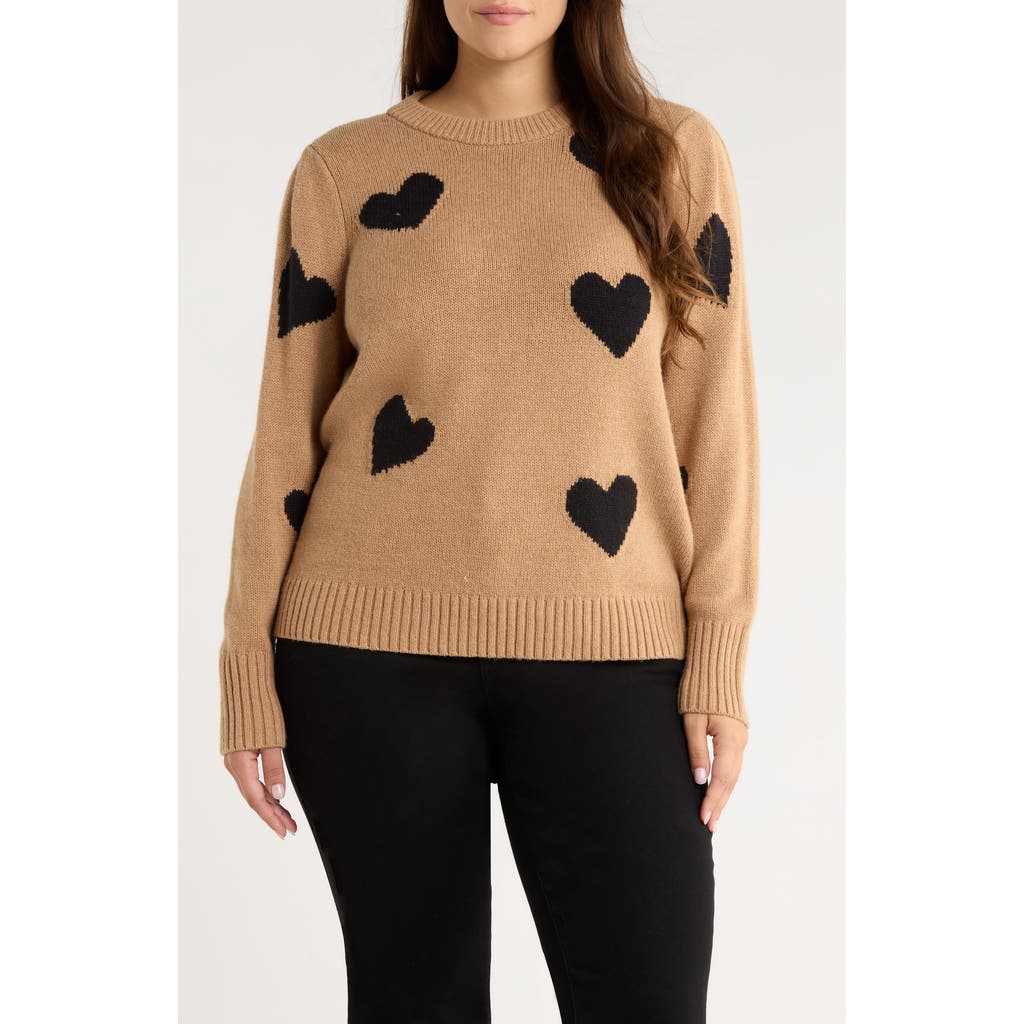Caslonr Caslon(r) Intarsia Heart Sweater In Brown