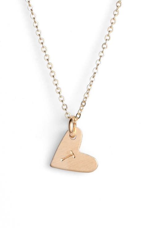 14k-Gold Fill Initial Mini Heart Pendant Necklace