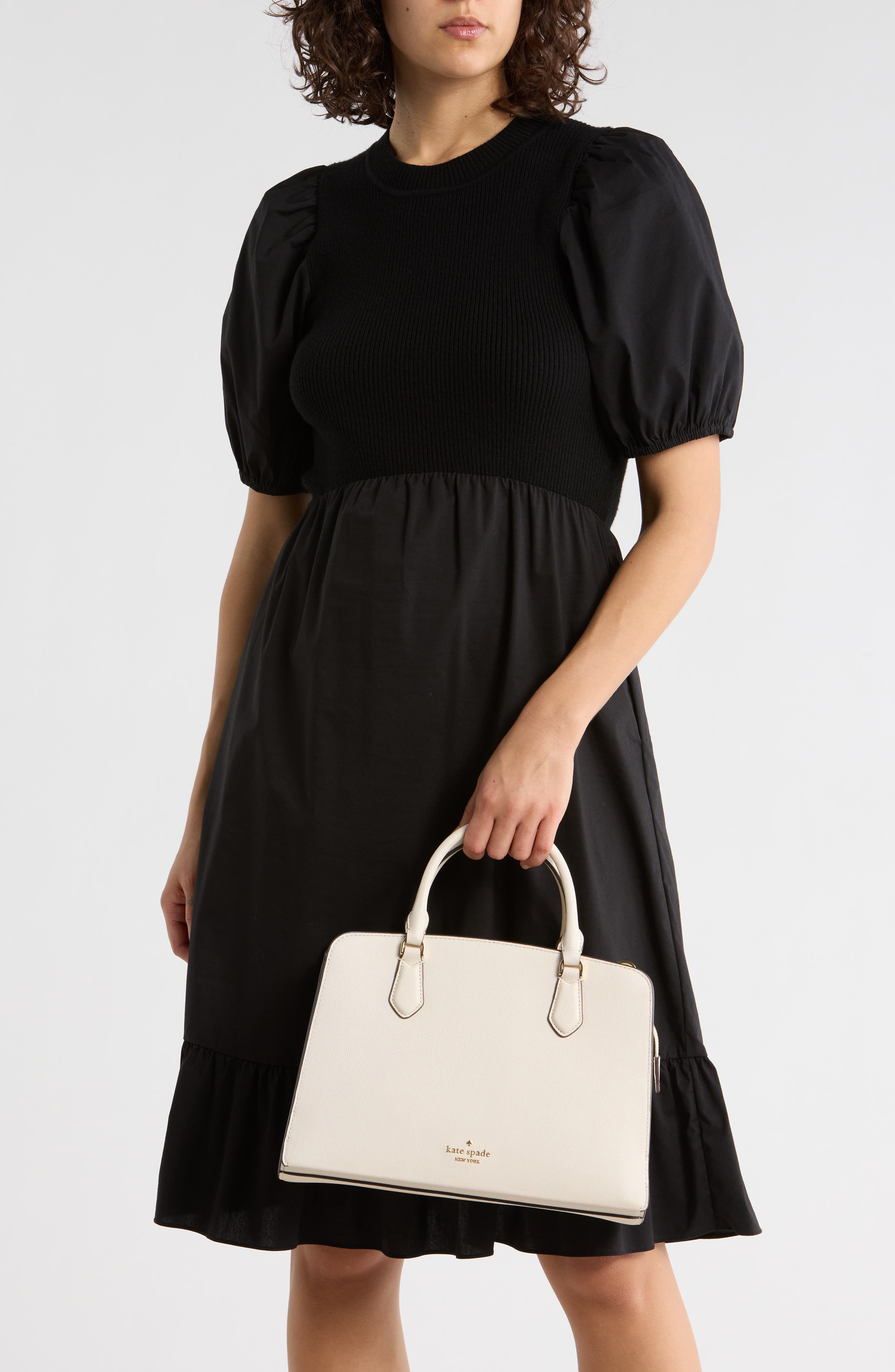 addie pebbled leather satchel bag, Alternate, color, PARCHMENT
