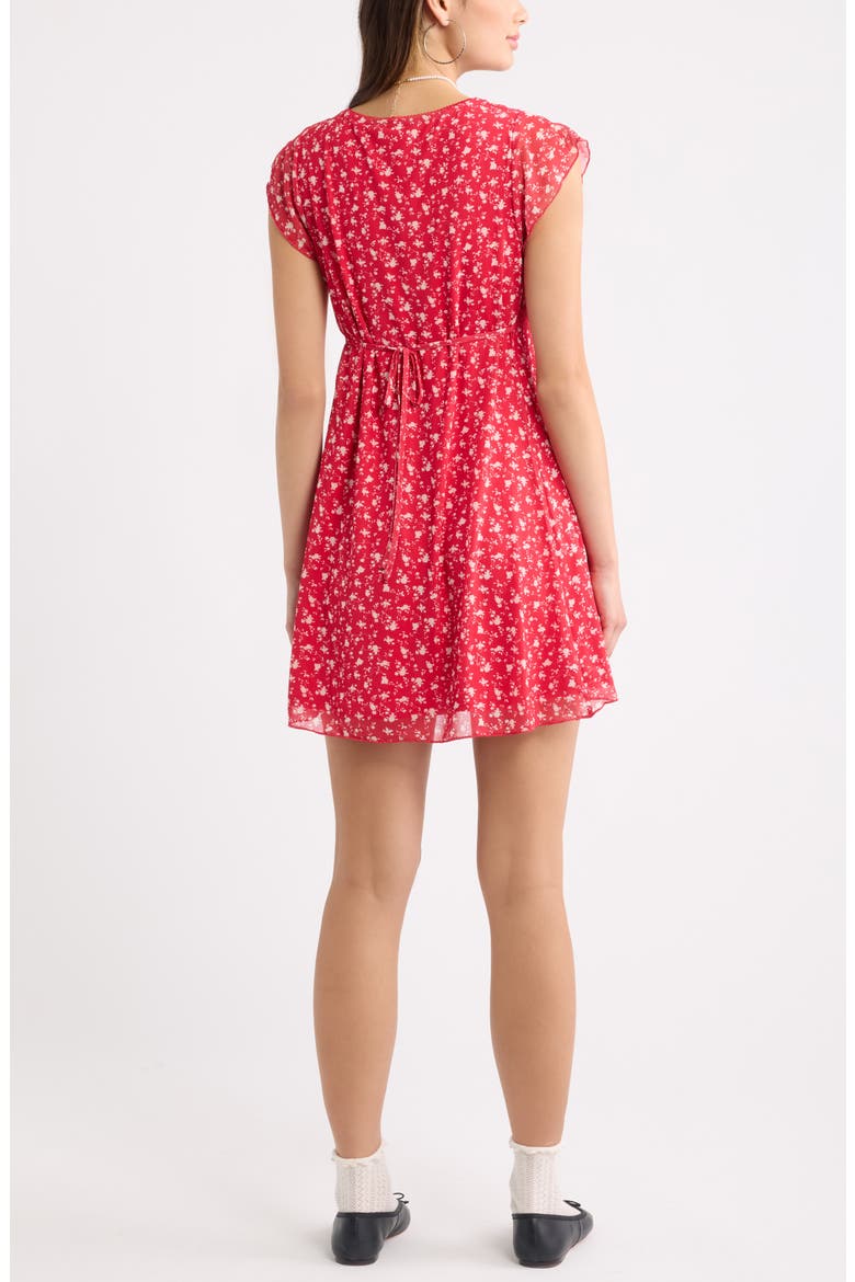 Lace Trim Flutter Sleeve Minidress, Alternate, color, RED- IVORY JENNA ROSE